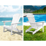 darrahopens Furniture > Outdoor Gardeon 3 Piece Outdoor Adirondack Beach Chair and Table Set - White