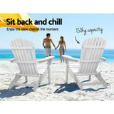 darrahopens Furniture > Outdoor Gardeon 3 Piece Outdoor Adirondack Beach Chair and Table Set - White