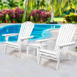 darrahopens Furniture > Outdoor Gardeon 3 Piece Outdoor Adirondack Beach Chair and Table Set - White