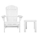 darrahopens Furniture > Outdoor Gardeon 3 Piece Outdoor Adirondack Beach Chair and Table Set - White