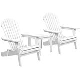 darrahopens Furniture > Outdoor Gardeon 3 Piece Outdoor Adirondack Beach Chair and Table Set - White