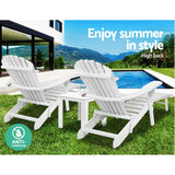 darrahopens Furniture > Outdoor Gardeon 3 Piece Outdoor Adirondack Lounge Beach Chair Set - White
