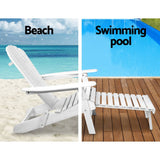 darrahopens Furniture > Outdoor Gardeon 3 Piece Outdoor Adirondack Lounge Beach Chair Set - White