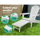 darrahopens Furniture > Outdoor Gardeon 3 Piece Outdoor Adirondack Lounge Beach Chair Set - White