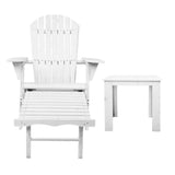 darrahopens Furniture > Outdoor Gardeon 3 Piece Outdoor Adirondack Lounge Beach Chair Set - White