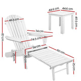 darrahopens Furniture > Outdoor Gardeon 3 Piece Outdoor Adirondack Lounge Beach Chair Set - White