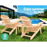 darrahopens Furniture > Outdoor Gardeon 3 Piece Outdoor Beach Chair and Table Set