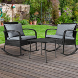 darrahopens Furniture > Outdoor Gardeon 3 Piece Outdoor Chair Rocking Set - Black
