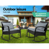 darrahopens Furniture > Outdoor Gardeon 3 Piece Outdoor Chair Rocking Set - Black