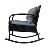 darrahopens Furniture > Outdoor Gardeon 3 Piece Outdoor Chair Rocking Set - Black
