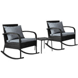 darrahopens Furniture > Outdoor Gardeon 3 Piece Outdoor Chair Rocking Set - Black