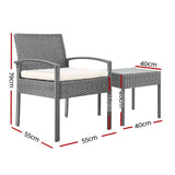 darrahopens Furniture > Outdoor Gardeon 3-piece Outdoor Set - Grey