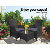 darrahopens Furniture > Outdoor Gardeon 3 Piece Wicker Outdoor Furniture Set - Black