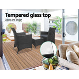 darrahopens Furniture > Outdoor Gardeon 3 Piece Wicker Outdoor Furniture Set - Black