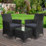 darrahopens Furniture > Outdoor Gardeon 3 Piece Wicker Outdoor Furniture Set - Black
