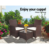 darrahopens Furniture > Outdoor Gardeon 3 Piece Wicker Outdoor Furniture Set - Brown