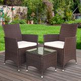 darrahopens Furniture > Outdoor Gardeon 3 Piece Wicker Outdoor Furniture Set - Brown