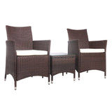 darrahopens Furniture > Outdoor Gardeon 3 Piece Wicker Outdoor Furniture Set - Brown