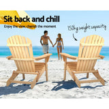 darrahopens Furniture > Outdoor Gardeon 3 Piece Wooden Outdoor Beach Chair and Table Set