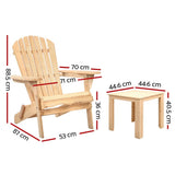 darrahopens Furniture > Outdoor Gardeon 3 Piece Wooden Outdoor Beach Chair and Table Set