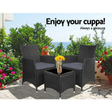 darrahopens Furniture > Outdoor Gardeon 3pc Bistro Wicker Outdoor Furniture Set Black