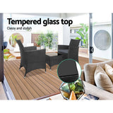 darrahopens Furniture > Outdoor Gardeon 3pc Bistro Wicker Outdoor Furniture Set Black
