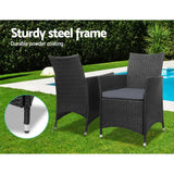darrahopens Furniture > Outdoor Gardeon 3pc Bistro Wicker Outdoor Furniture Set Black