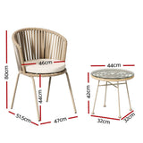 Darrahopens Furniture > Outdoor Gardeon 3PC Outdoor Lounge Setting Bistro Set Table Chairs Patio Furniture