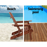 darrahopens Furniture > Outdoor Gardeon 3PC Outdoor Setting Beach Chairs Table Wooden Adirondack Lounge Garden