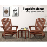 darrahopens Furniture > Outdoor Gardeon 3PC Outdoor Setting Beach Chairs Table Wooden Adirondack Lounge Garden