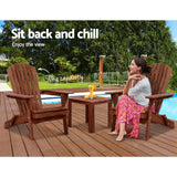 darrahopens Furniture > Outdoor Gardeon 3PC Outdoor Setting Beach Chairs Table Wooden Adirondack Lounge Garden