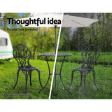 darrahopens Furniture > Outdoor Gardeon 3PC Outdoor Setting Cast Aluminium Bistro Table Chair Patio Black