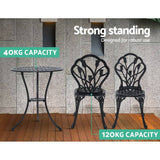 darrahopens Furniture > Outdoor Gardeon 3PC Outdoor Setting Cast Aluminium Bistro Table Chair Patio Black