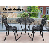 darrahopens Furniture > Outdoor Gardeon 3PC Outdoor Setting Cast Aluminium Bistro Table Chair Patio Black