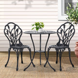 darrahopens Furniture > Outdoor Gardeon 3PC Outdoor Setting Cast Aluminium Bistro Table Chair Patio Black