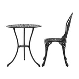 darrahopens Furniture > Outdoor Gardeon 3PC Outdoor Setting Cast Aluminium Bistro Table Chair Patio Black