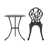 darrahopens Furniture > Outdoor Gardeon 3PC Outdoor Setting Cast Aluminium Bistro Table Chair Patio Black