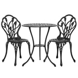 darrahopens Furniture > Outdoor Gardeon 3PC Outdoor Setting Cast Aluminium Bistro Table Chair Patio Black