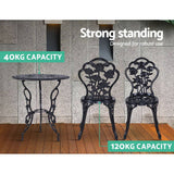 darrahopens Furniture > Outdoor Gardeon 3PC Outdoor Setting Cast Aluminium Bistro Table Chair Patio Black