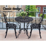 darrahopens Furniture > Outdoor Gardeon 3PC Outdoor Setting Cast Aluminium Bistro Table Chair Patio Black