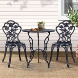 darrahopens Furniture > Outdoor Gardeon 3PC Outdoor Setting Cast Aluminium Bistro Table Chair Patio Black