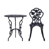 darrahopens Furniture > Outdoor Gardeon 3PC Outdoor Setting Cast Aluminium Bistro Table Chair Patio Black