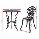darrahopens Furniture > Outdoor Gardeon 3PC Outdoor Setting Cast Aluminium Bistro Table Chair Patio Black