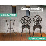 darrahopens Furniture > Outdoor Gardeon 3PC Outdoor Setting Cast Aluminium Bistro Table Chair Patio Bronze