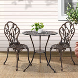 darrahopens Furniture > Outdoor Gardeon 3PC Outdoor Setting Cast Aluminium Bistro Table Chair Patio Bronze