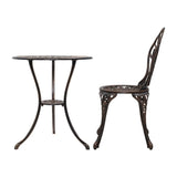 darrahopens Furniture > Outdoor Gardeon 3PC Outdoor Setting Cast Aluminium Bistro Table Chair Patio Bronze