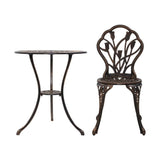 darrahopens Furniture > Outdoor Gardeon 3PC Outdoor Setting Cast Aluminium Bistro Table Chair Patio Bronze