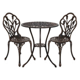 darrahopens Furniture > Outdoor Gardeon 3PC Outdoor Setting Cast Aluminium Bistro Table Chair Patio Bronze