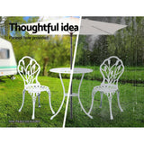 darrahopens Furniture > Outdoor Gardeon 3PC Outdoor Setting Cast Aluminium Bistro Table Chair Patio White