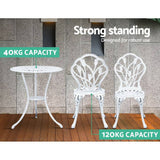 darrahopens Furniture > Outdoor Gardeon 3PC Outdoor Setting Cast Aluminium Bistro Table Chair Patio White